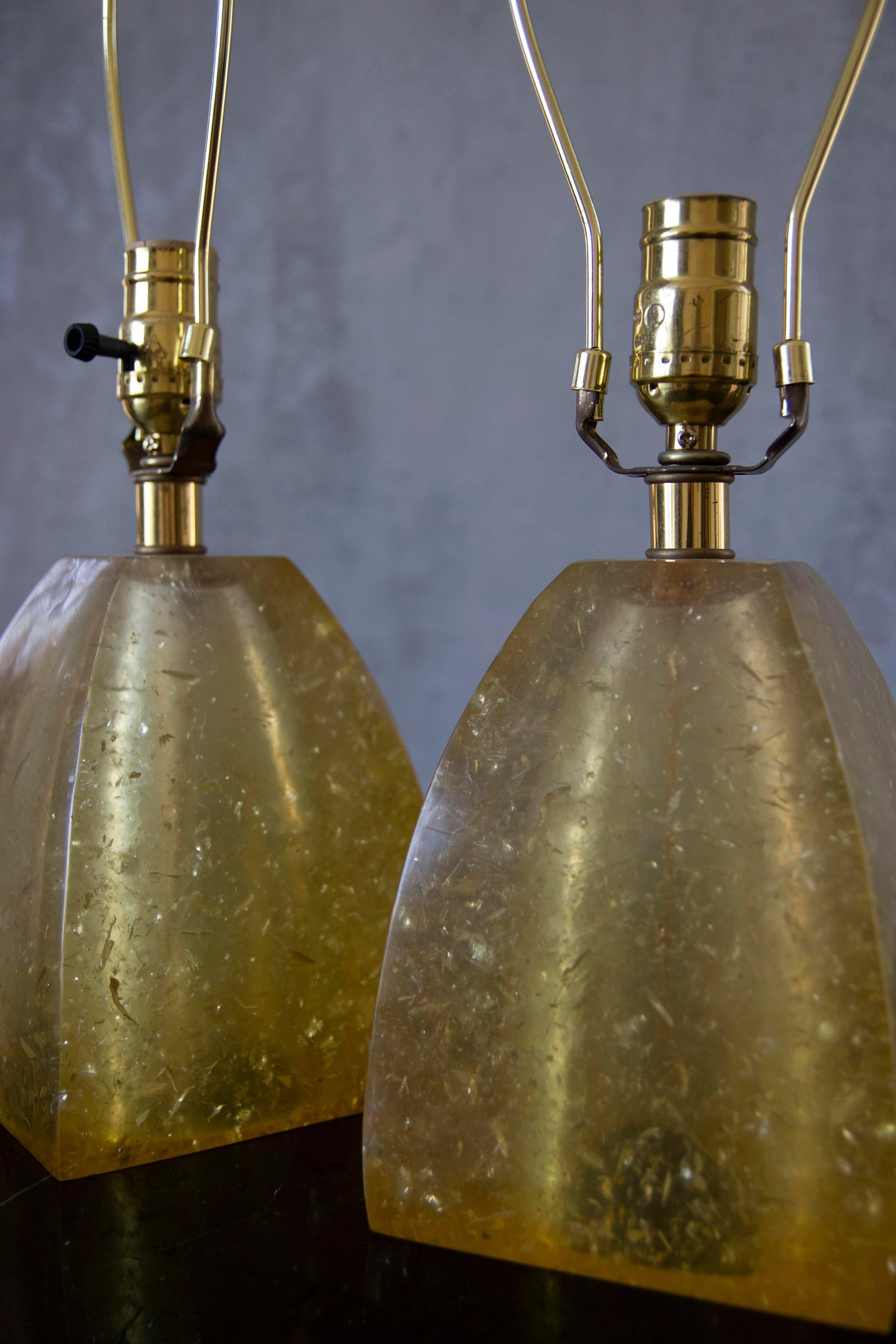 Mid-Century Modern 1960s Fractal Resin Mantel Lamps, Rewired - a Pair For Sale