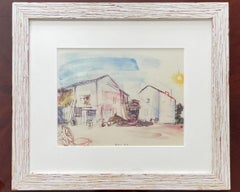 Litografía "Granja de Normandía" enmarcada de los años 60