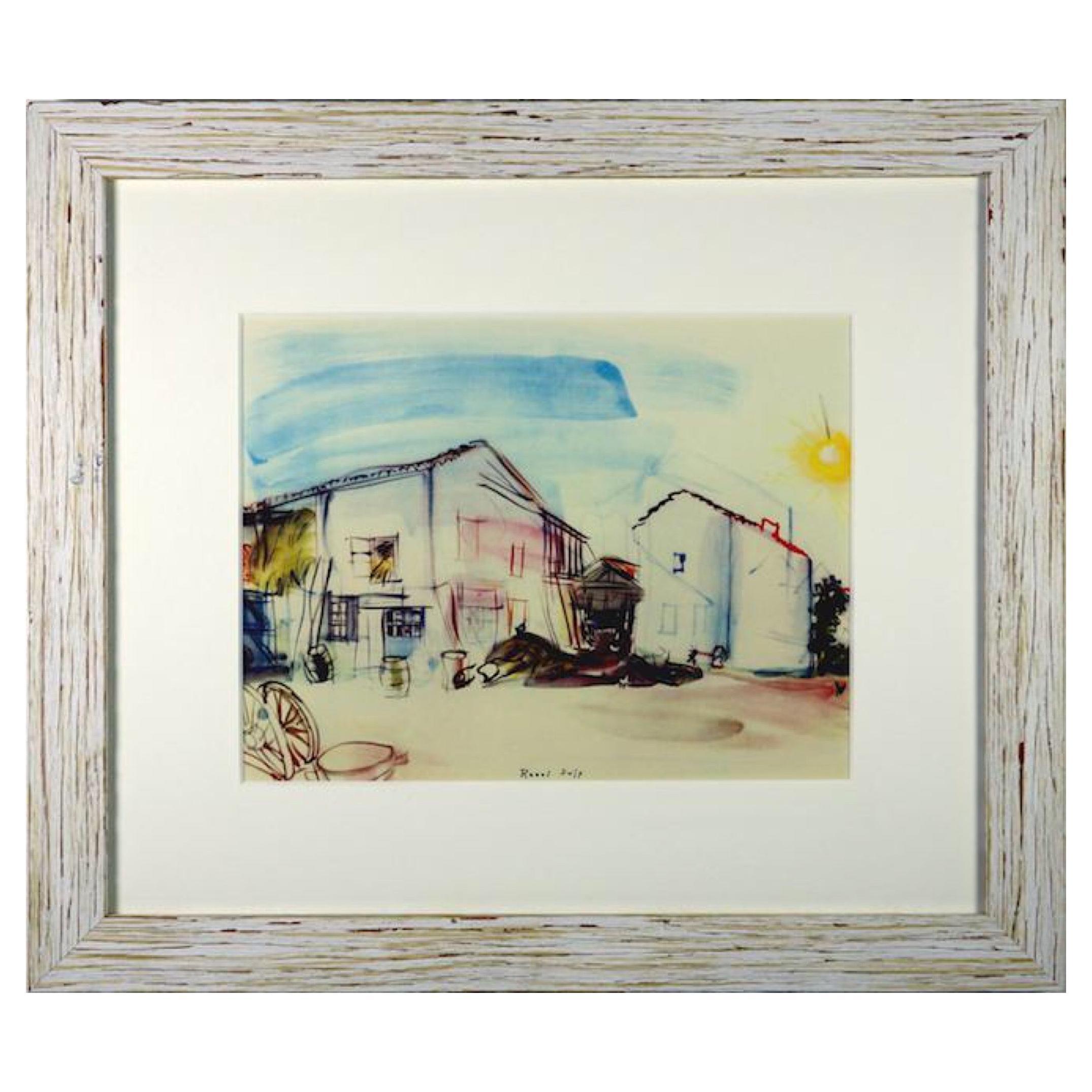 1960s Framed 'Normandy Farm' Lithograph