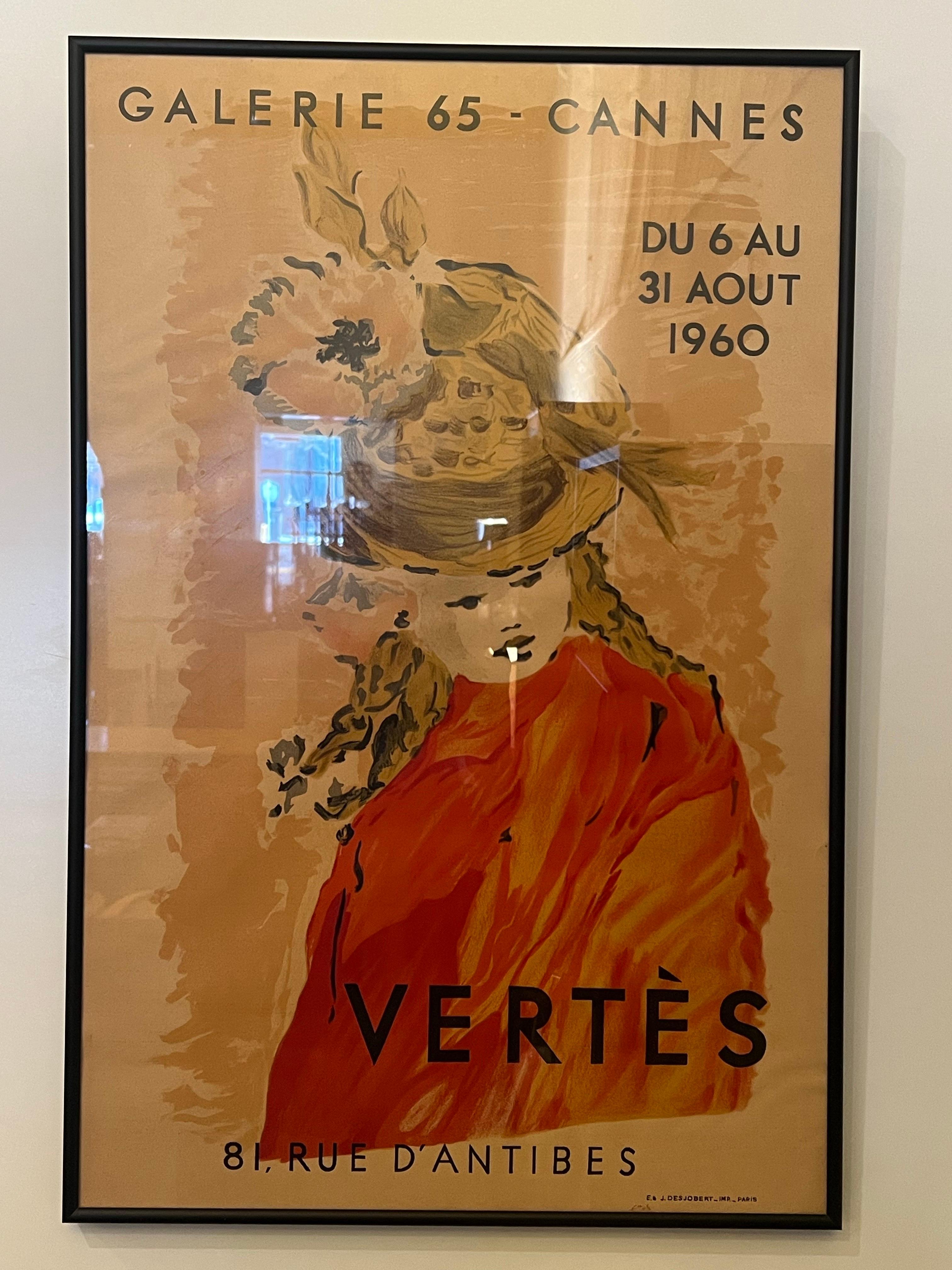 Poster litografico originale incorniciato degli anni '60 dell'artista francese Marcel Vertes In condizioni buone in vendita a San Diego, CA