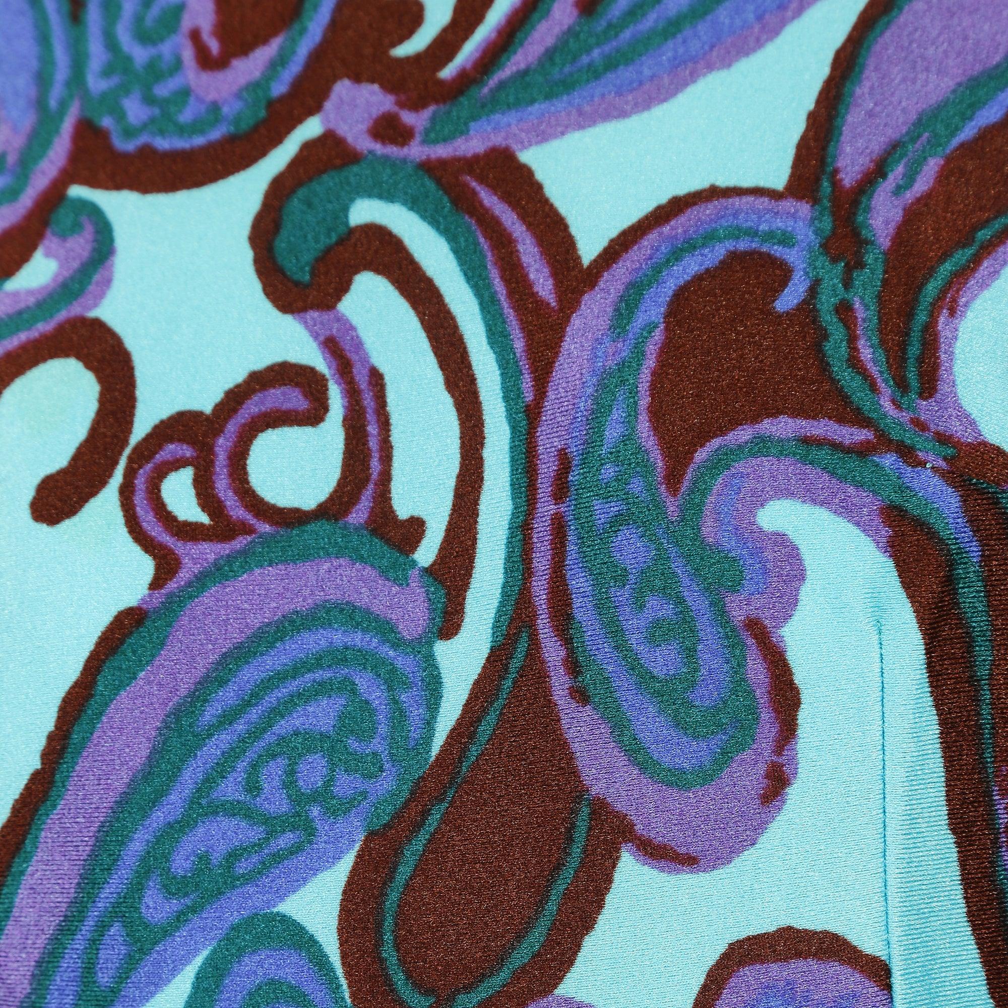 Frank Usher Türkis- und lila Paisley-Samtkleid mit Paisleymuster, 1960er Jahre im Zustand „Hervorragend“ im Angebot in London, GB
