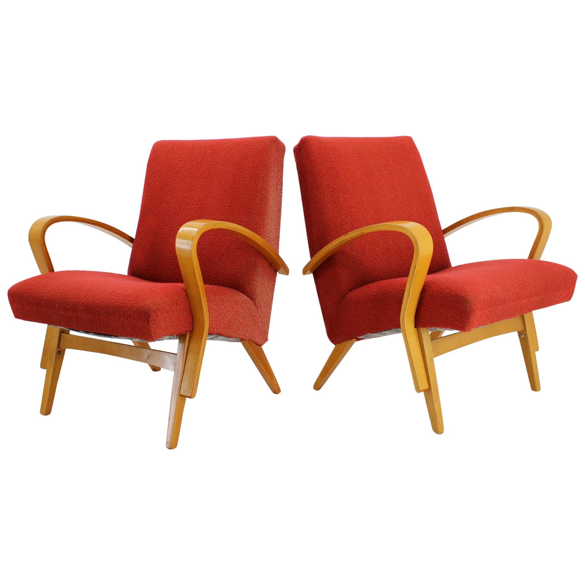 1960s Frantisek Jirak Bentwood Lounge Chairs, Set of 2