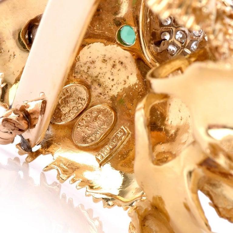1960s Frascarolo Enameled Dog Diamond 18 Karat Gold Brooch Pin 1