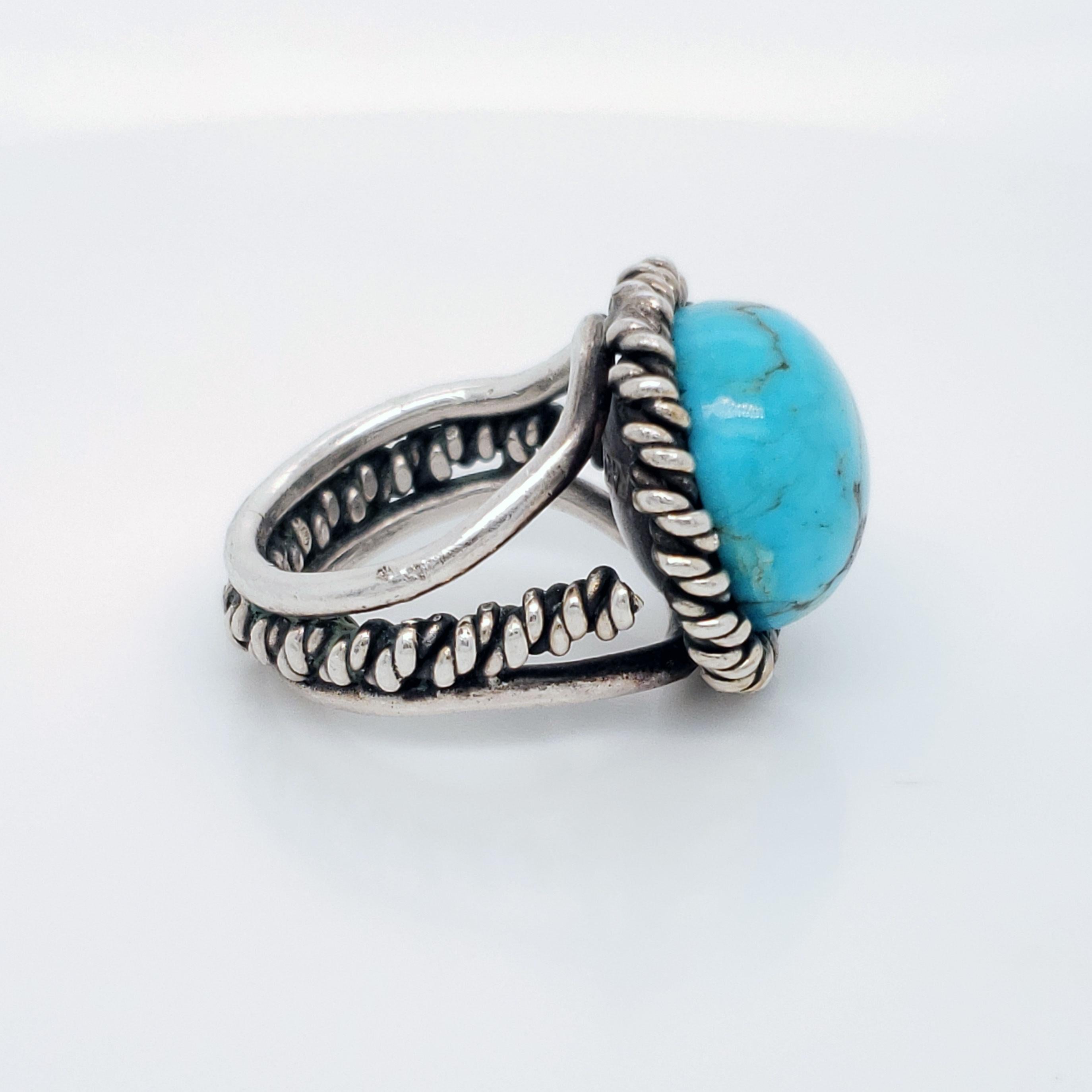 Cabochon 1960s Fred Skagg Handmade Sterling Silver and Turquoise Ring