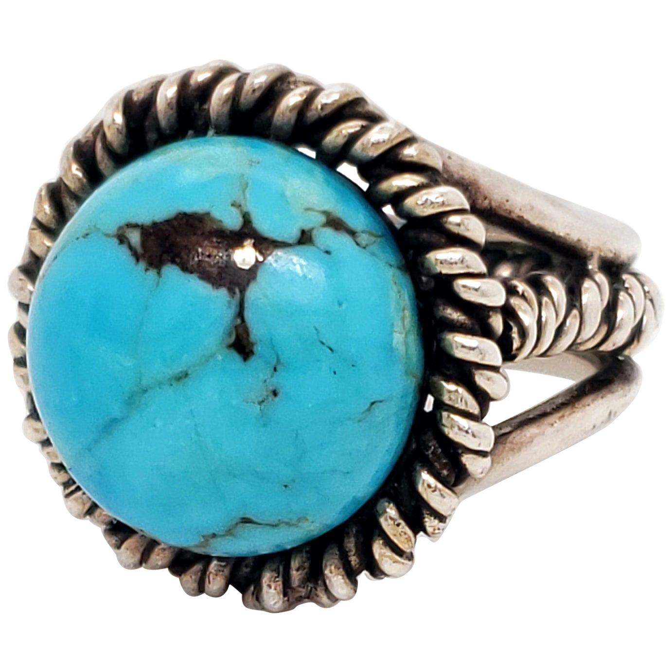 1960s Fred Skagg Handmade Sterling Silver and Turquoise Ring