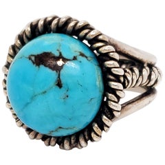 1960s Fred Skagg Handmade Sterling Silver and Turquoise Ring