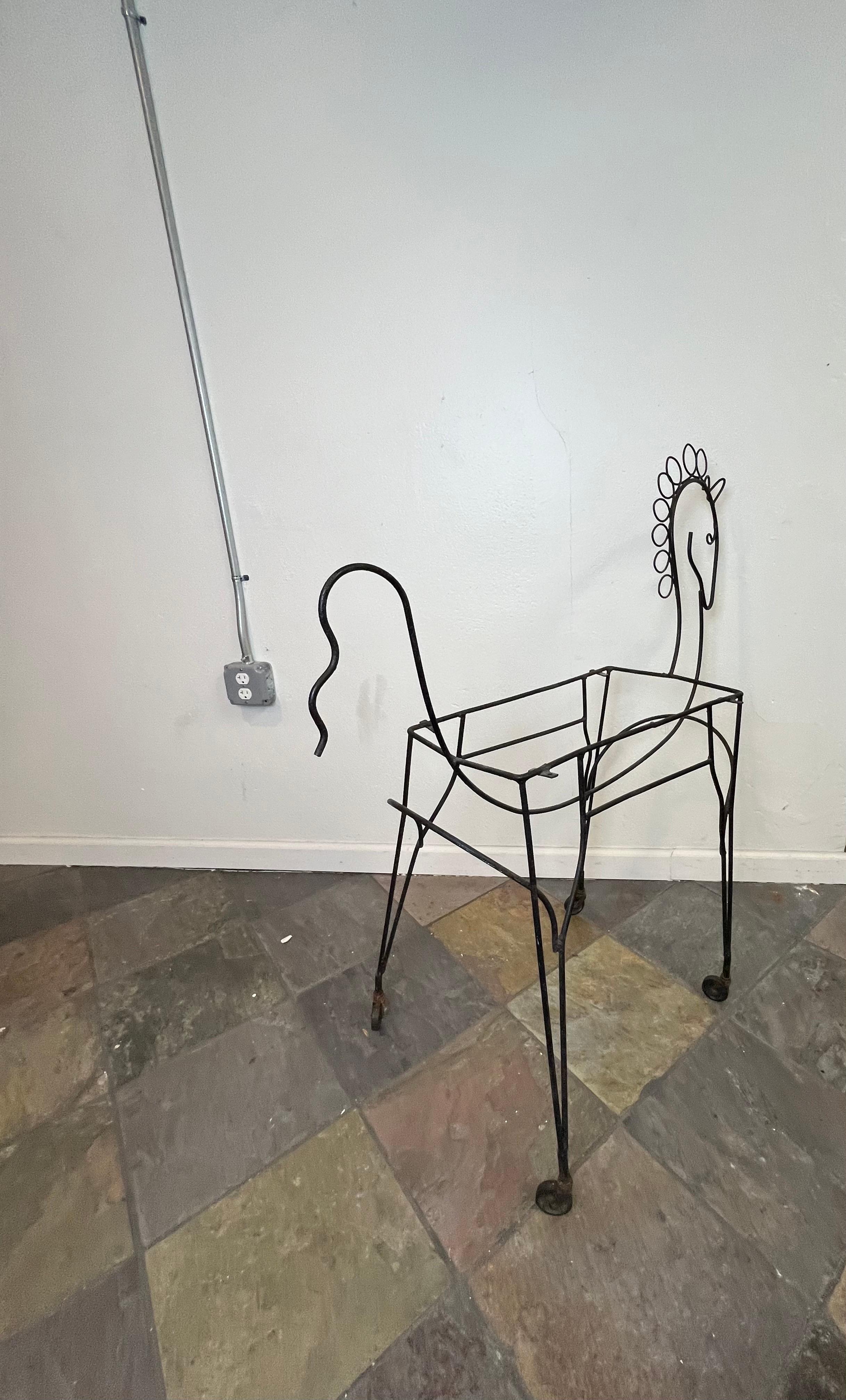 American 1960s Frederic Weinberg Style Black Horse Bar Cart