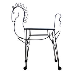 1960s Frederic Weinberg Style Black Horse Bar Cart