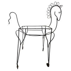 1960s Frederic Weinberg Style Black Horse Bar Cart