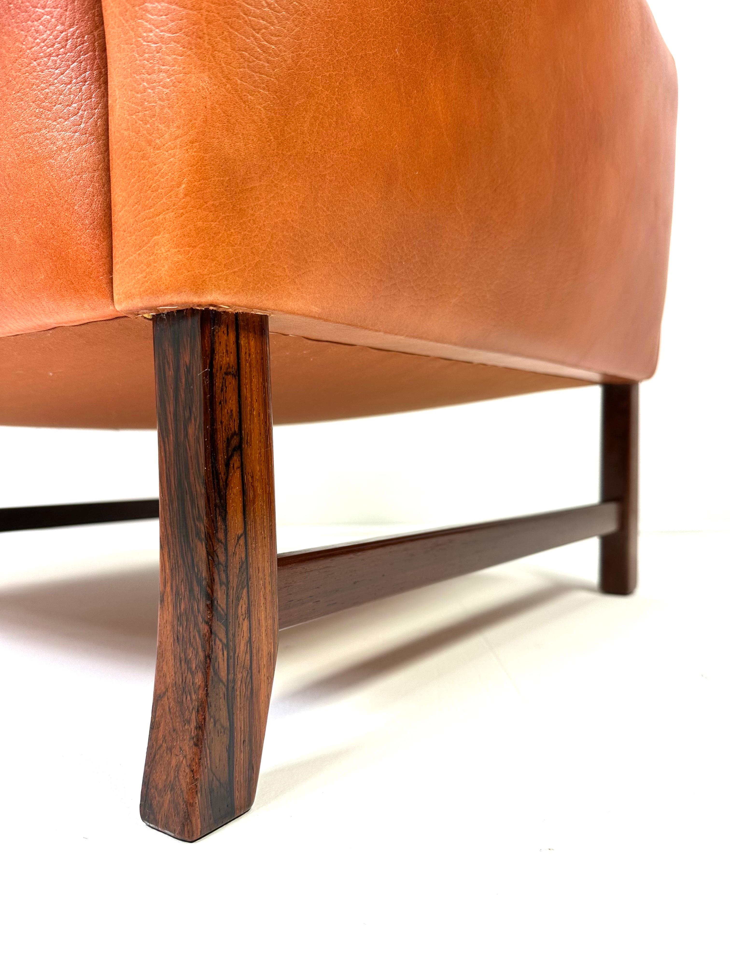 Norwegian 1960s Fredrik Kayser Leather Lounge Chair For Sale