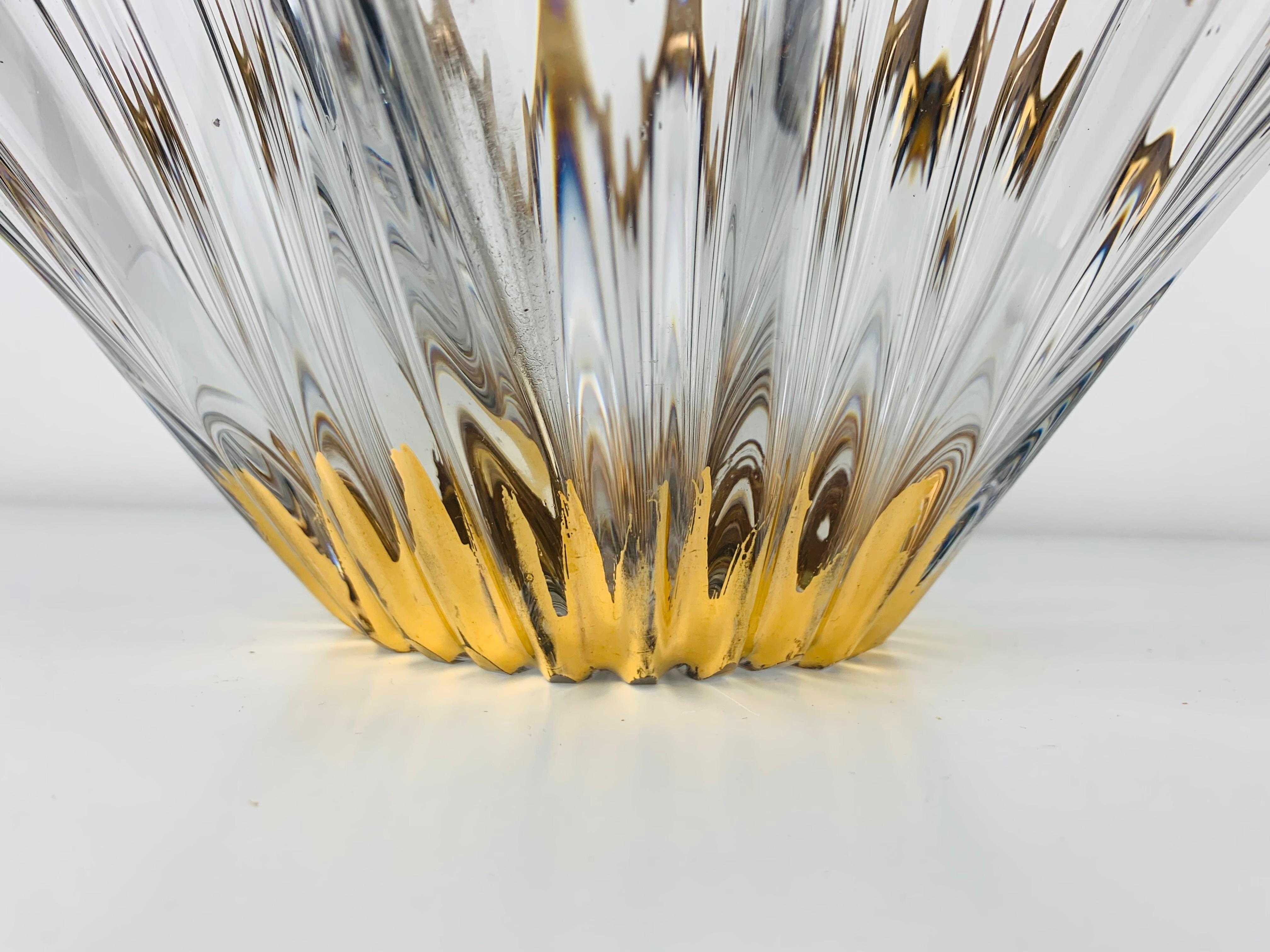 1960's free form golden glass bowl attributed to Cofrac Art Verrier France For Sale 5