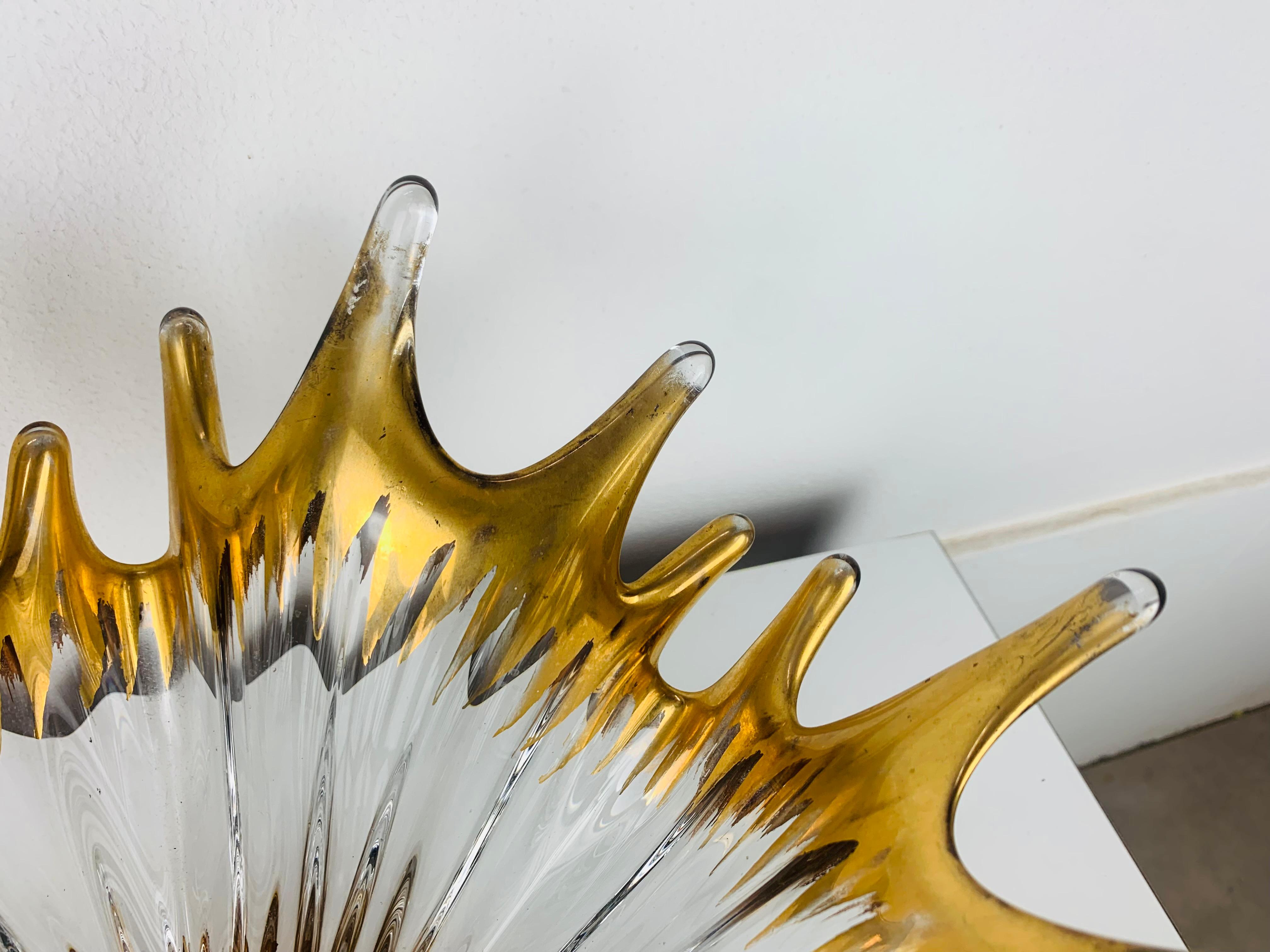 1960's free form golden glass bowl attributed to Cofrac Art Verrier France For Sale 9