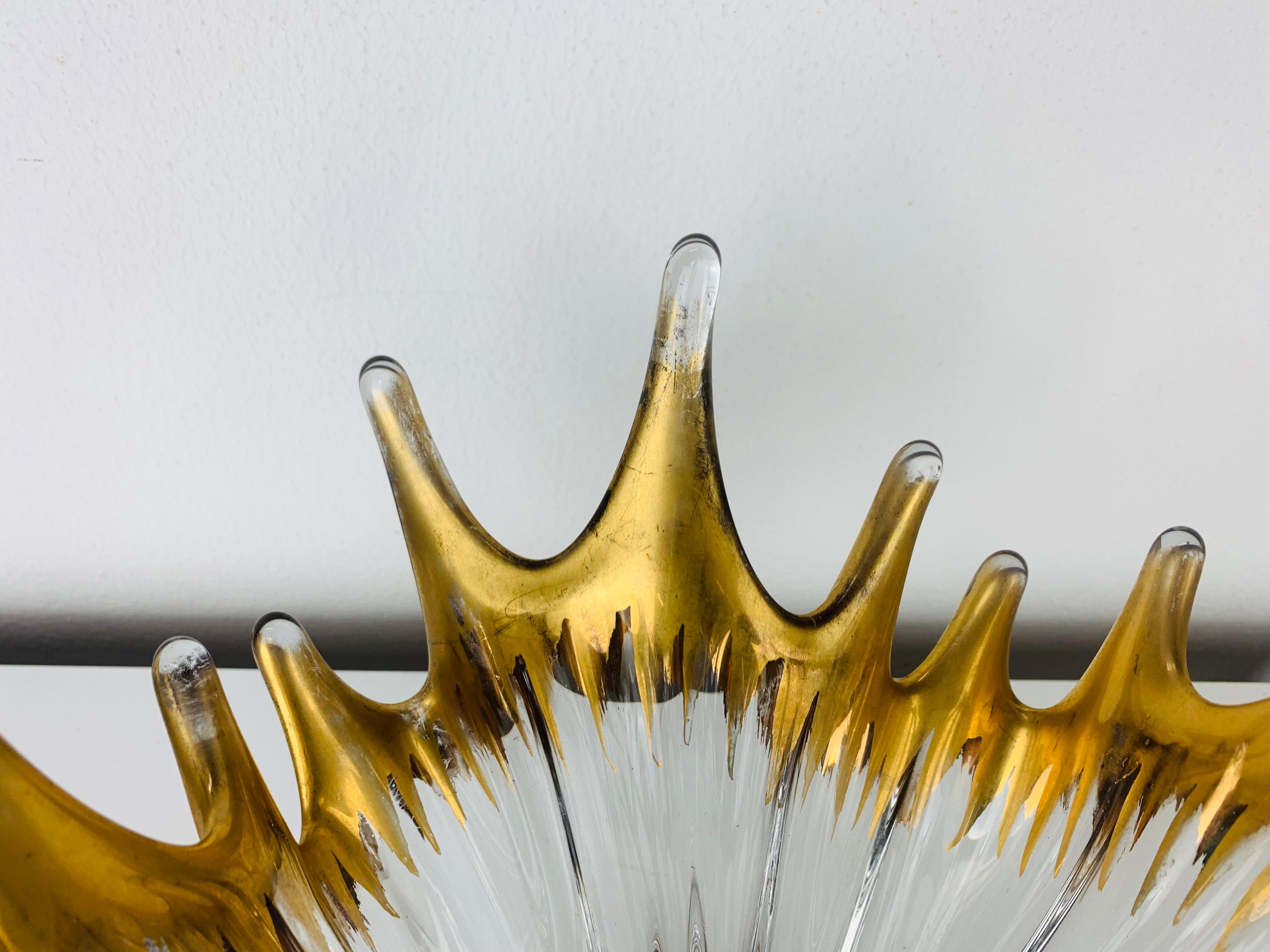 1960's free form golden glass bowl attributed to Cofrac Art Verrier France For Sale 11