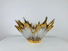 1960's free form golden glass bowl attributed to Cofrac Art Verrier France