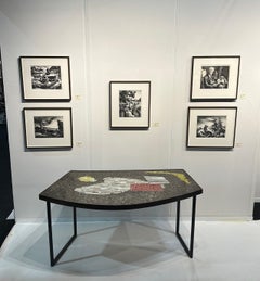1960s Free Form Mosaic Console Table by Berthold Muller, Metal & Stone