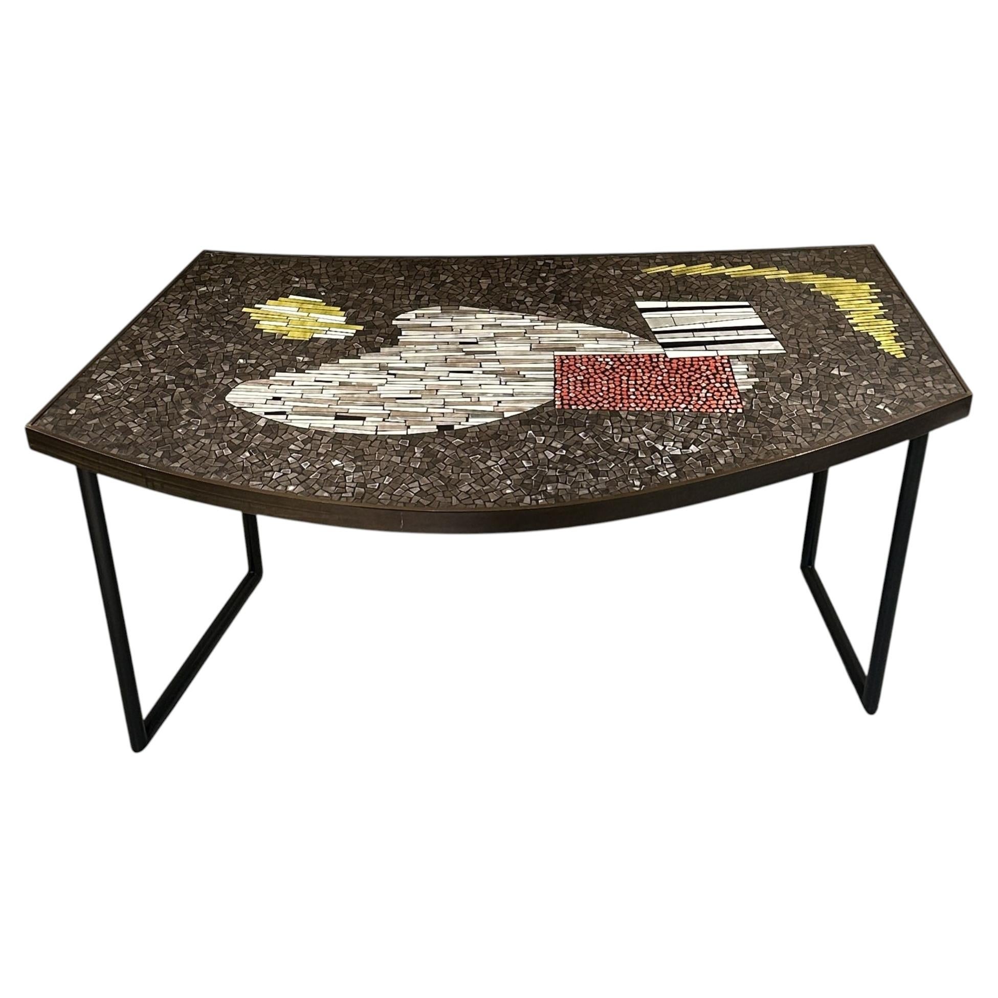1960s Free Form Mosaic Console Table by Berthold Muller, Metal & Stone For Sale