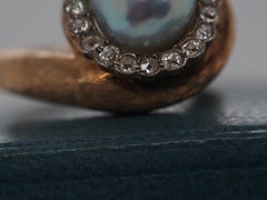 1960s Freeform Pearl and Old Mine Cut Diamond Halo Ring