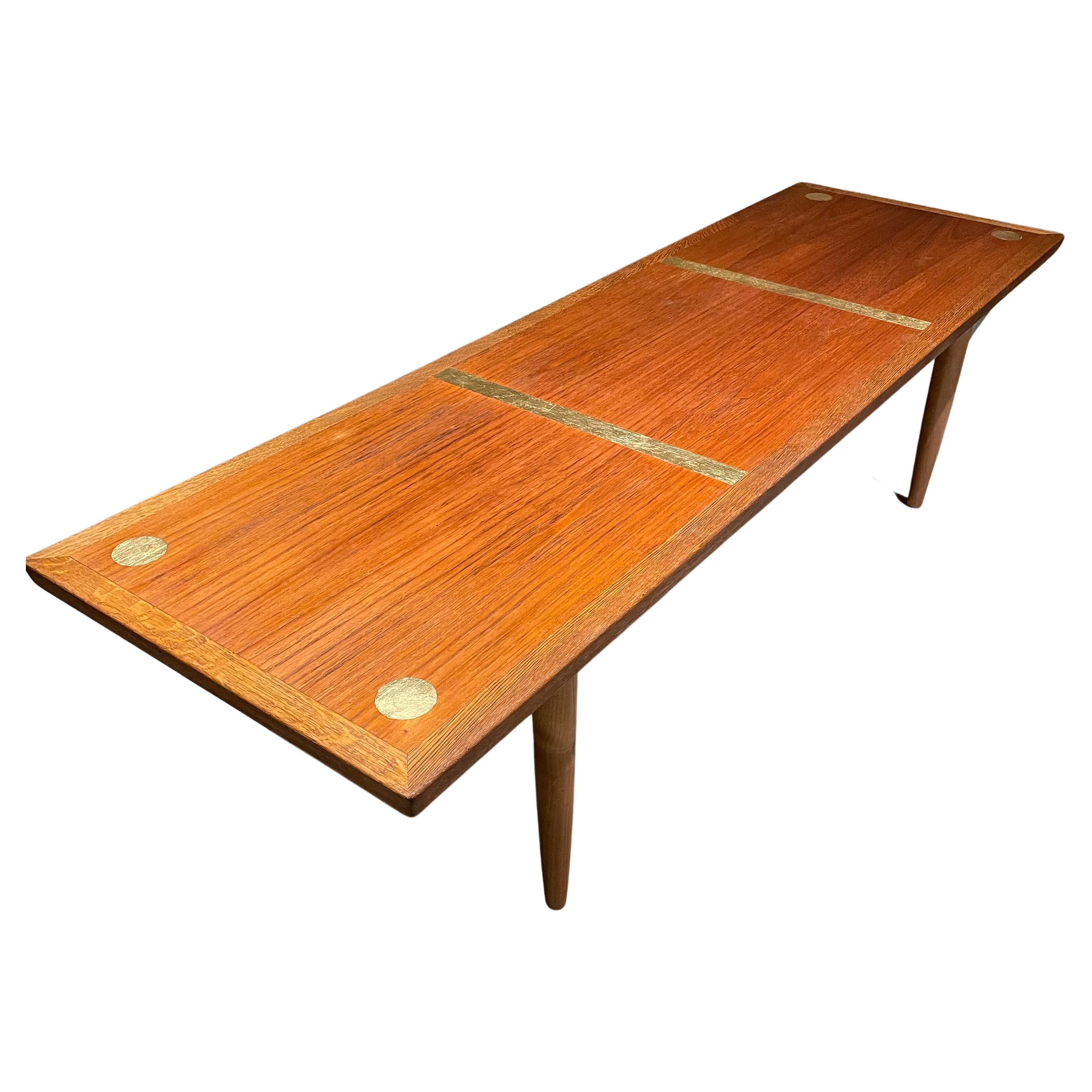 1960s Frem Røjle Long Coffee Table Teakwood Embellished Design Denmark For Sale