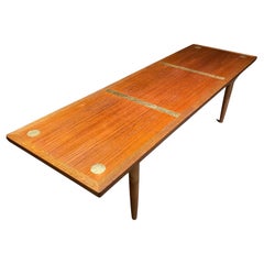 1960s Frem Røjle Long Coffee Table Teakwood Embellished Design Denmark