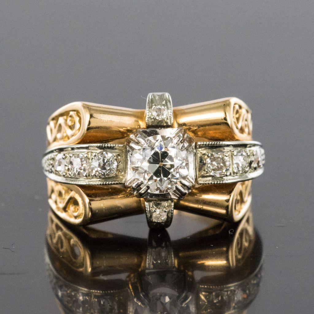1960s French 0.83 Carat Diamond Rose Gold Ring 6