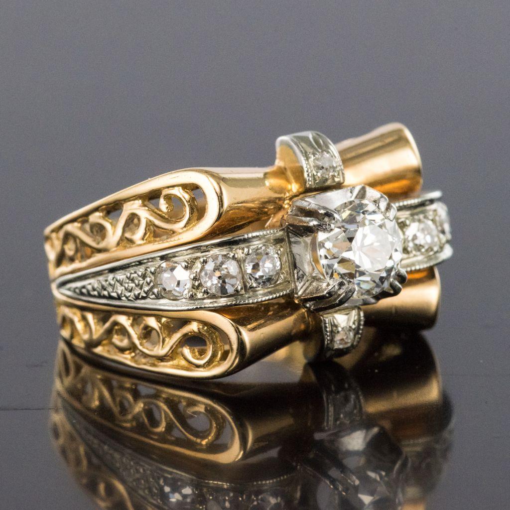1960s French 0.83 Carat Diamond Rose Gold Ring 7
