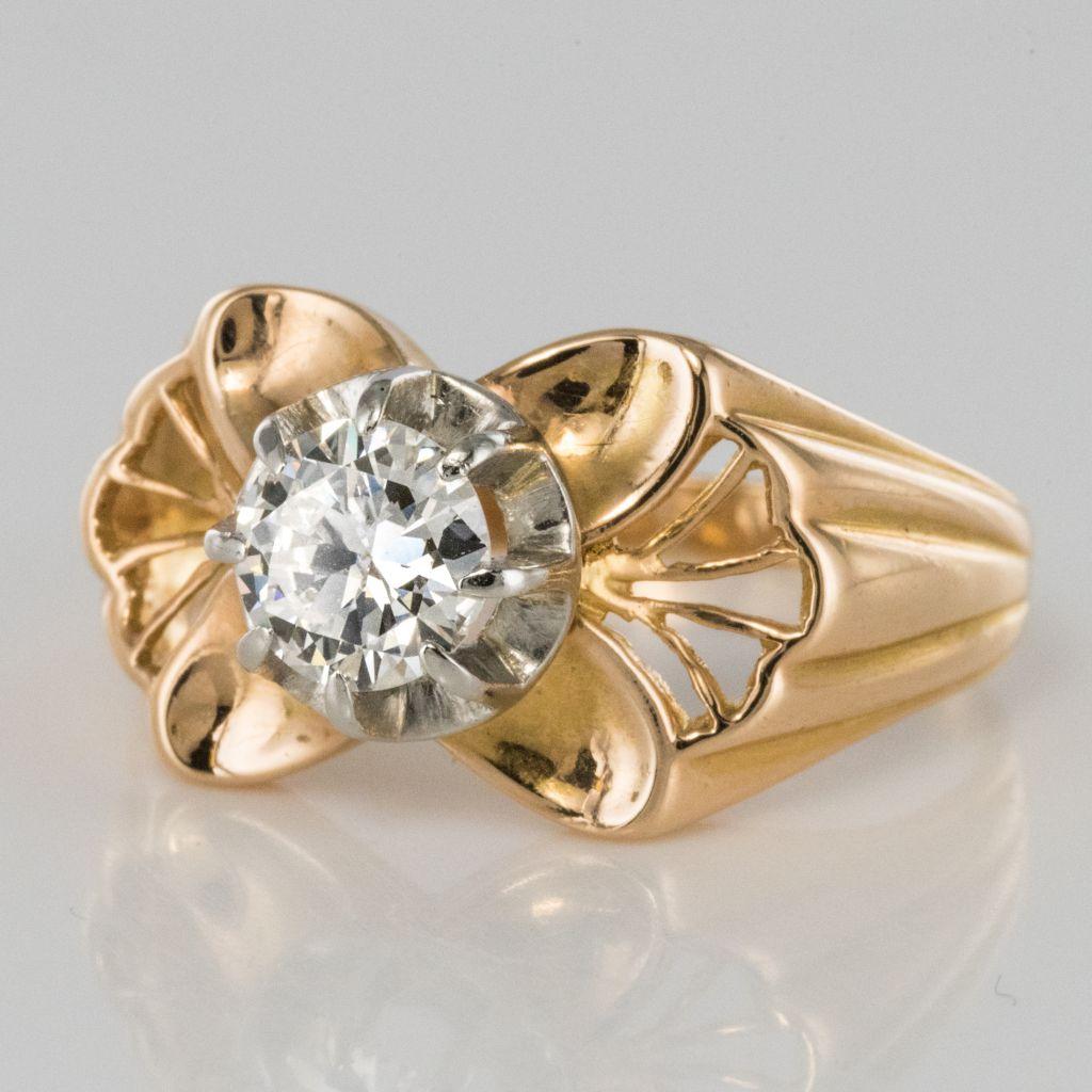 Women's 1960s French 0.83 Carat Diamond Rose Gold Ring