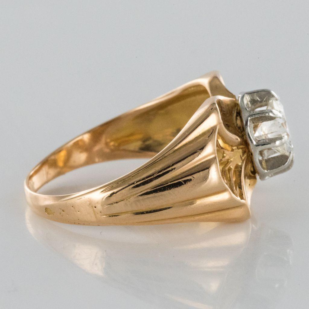 1960s French 0.83 Carat Diamond Rose Gold Ring 1