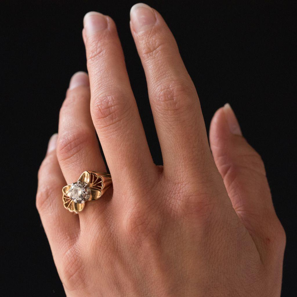 1960s French 0.83 Carat Diamond Rose Gold Ring 2