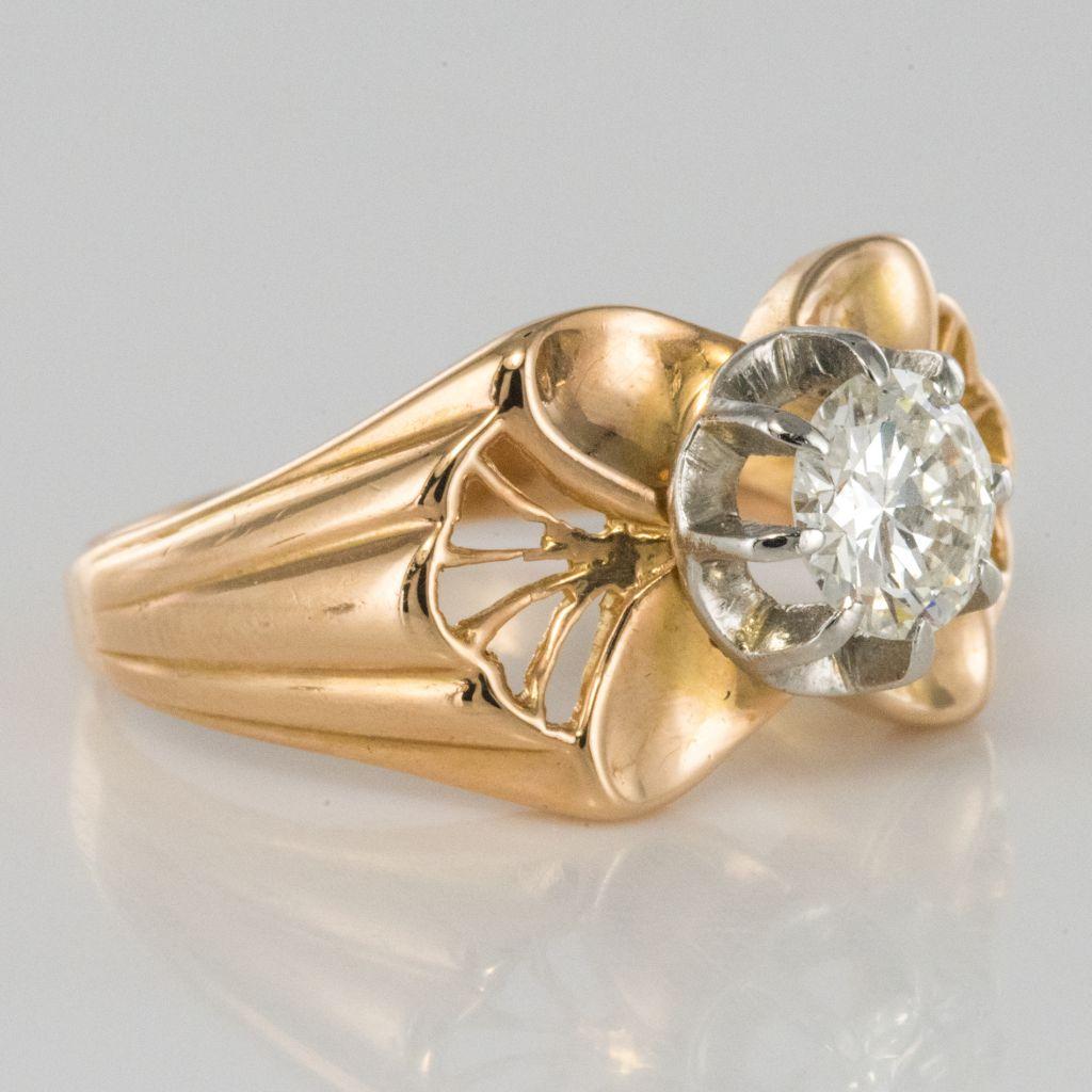 1960s French 0.83 Carat Diamond Rose Gold Ring 3