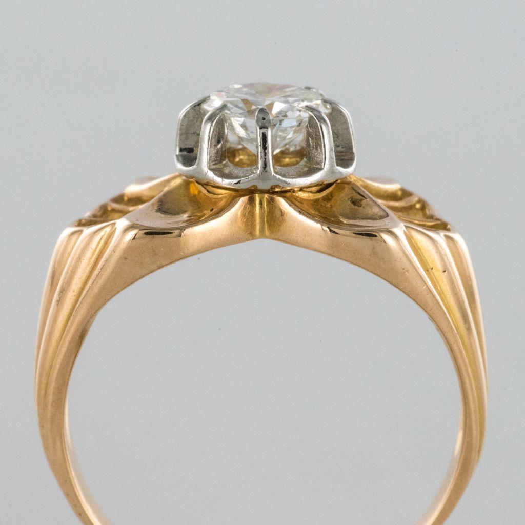 1960s French 0.83 Carat Diamond Rose Gold Ring 4