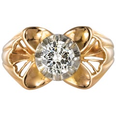 1960s French 0.83 Carat Diamond Rose Gold Ring