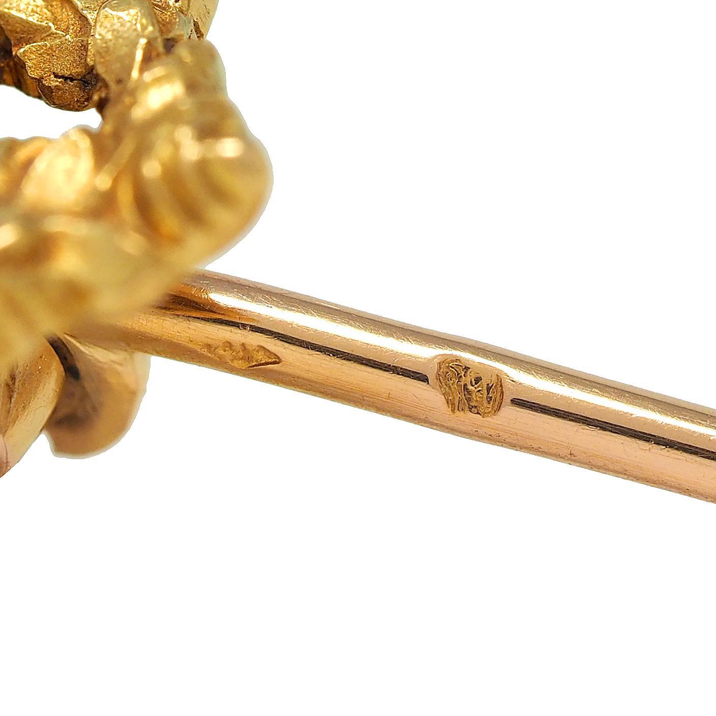1960's French 18 Karat Yellow Gold Child Pulling Toy Vintage Brooch For Sale 2