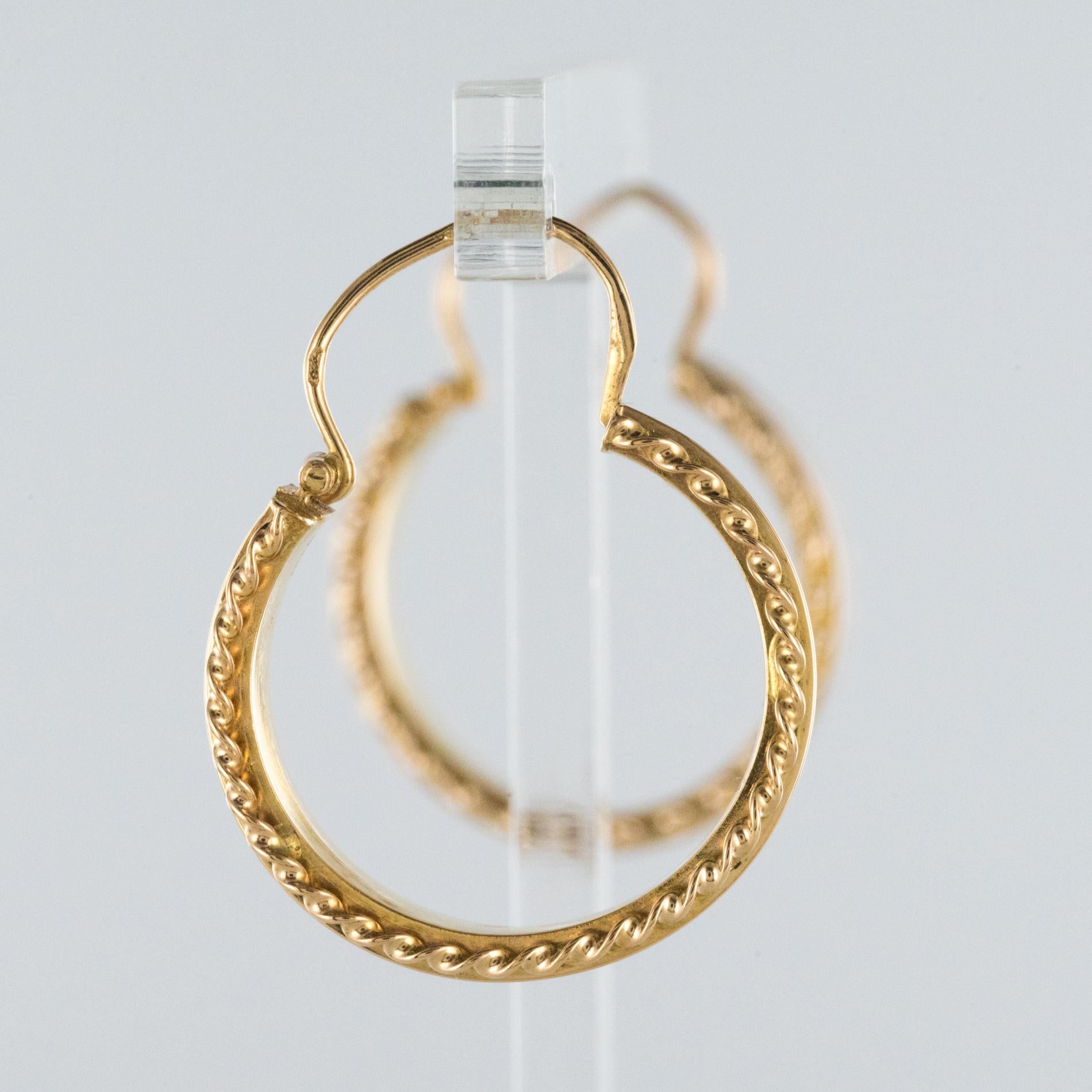 Women's 1960s French 18 Karat Yellow Gold Hoop Earrings
