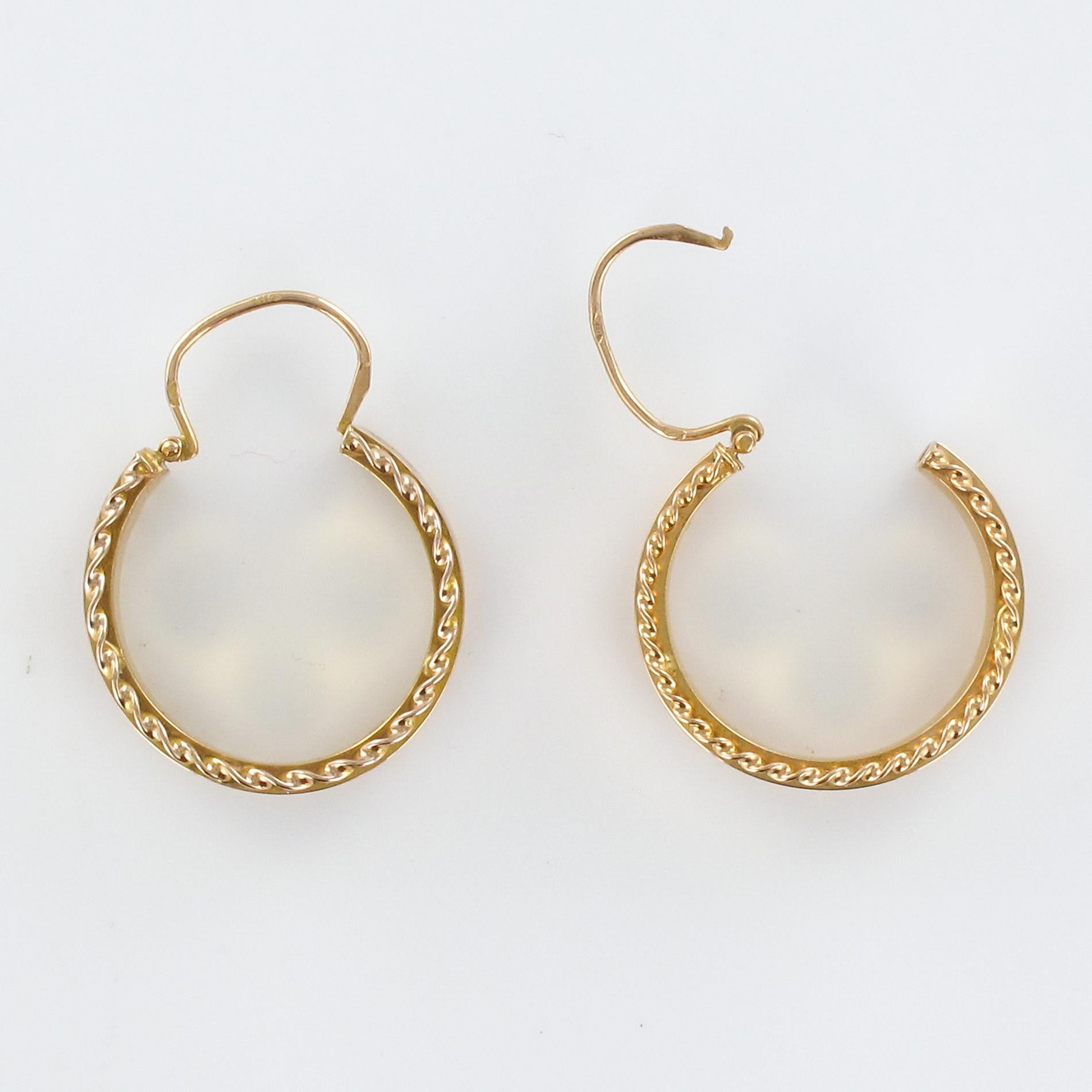 1960s French 18 Karat Yellow Gold Hoop Earrings 2