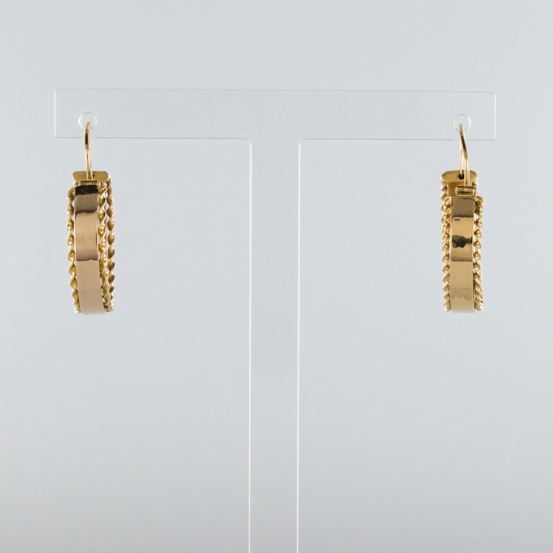 1960s French 18 Karat Yellow Gold Hoop Earrings 3