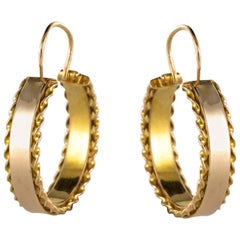 1960s French 18 Karat Yellow Gold Hoop Earrings