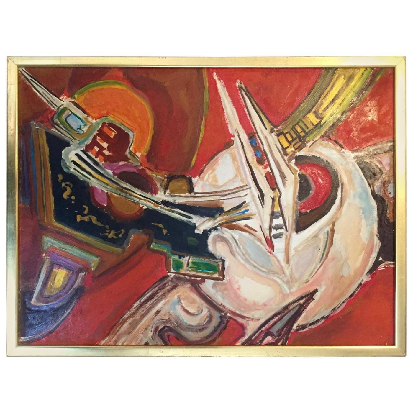 Dipinto a olio astratto francese del 1960 n. 2 di una serie di 4 dipinti dalla stessa fonte e dalla stessa mano, Pierre Havret (nato nel 1913) - non firmato
Questi quattro oli sono stati incorniciati a Foubert's Place, vicino a Carnaby street, a