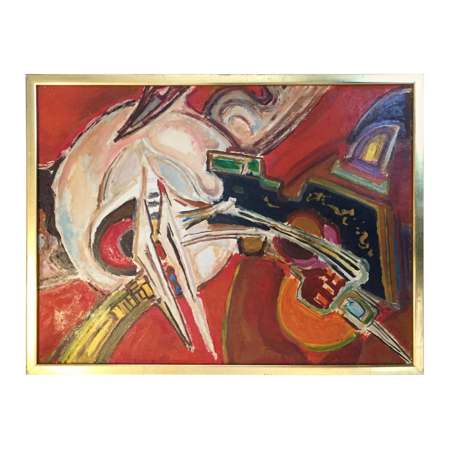 Français Peinture à l'huile abstraite française des années 1960 par Pierre Havret (né en 1913) en vente
