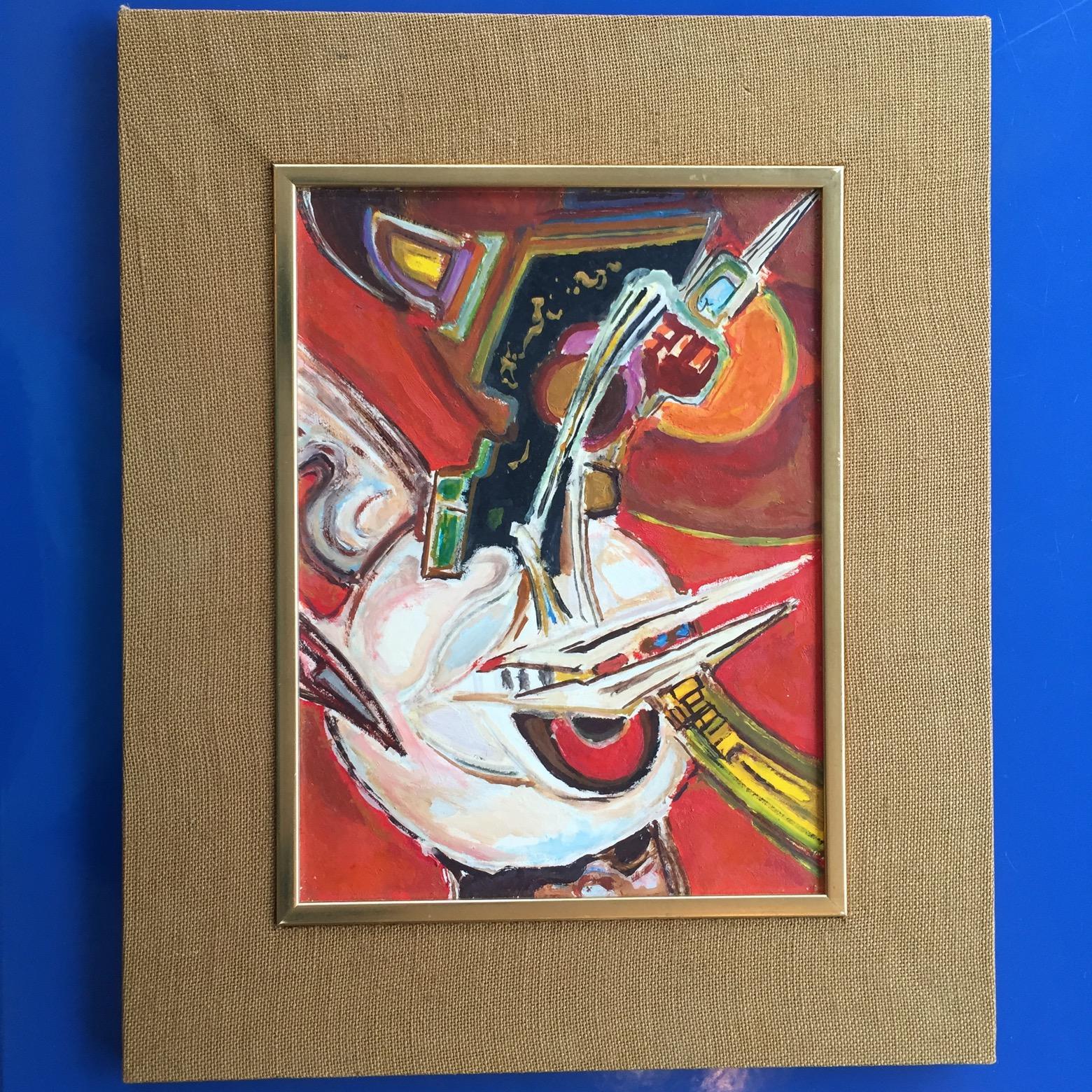 Pittura ad olio astratta francese degli anni '60 di Pierre Havret (nato nel 1913) in vendita 1