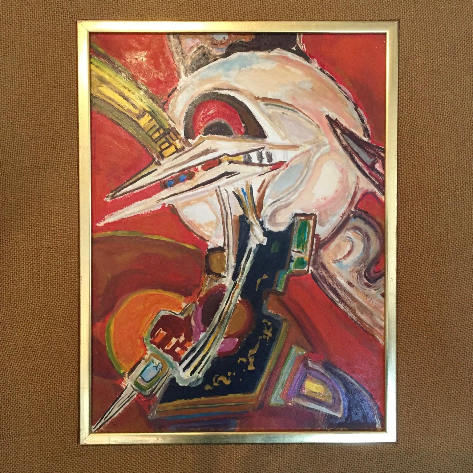 1960s French Abstract Oil Painting by Pierre Havret