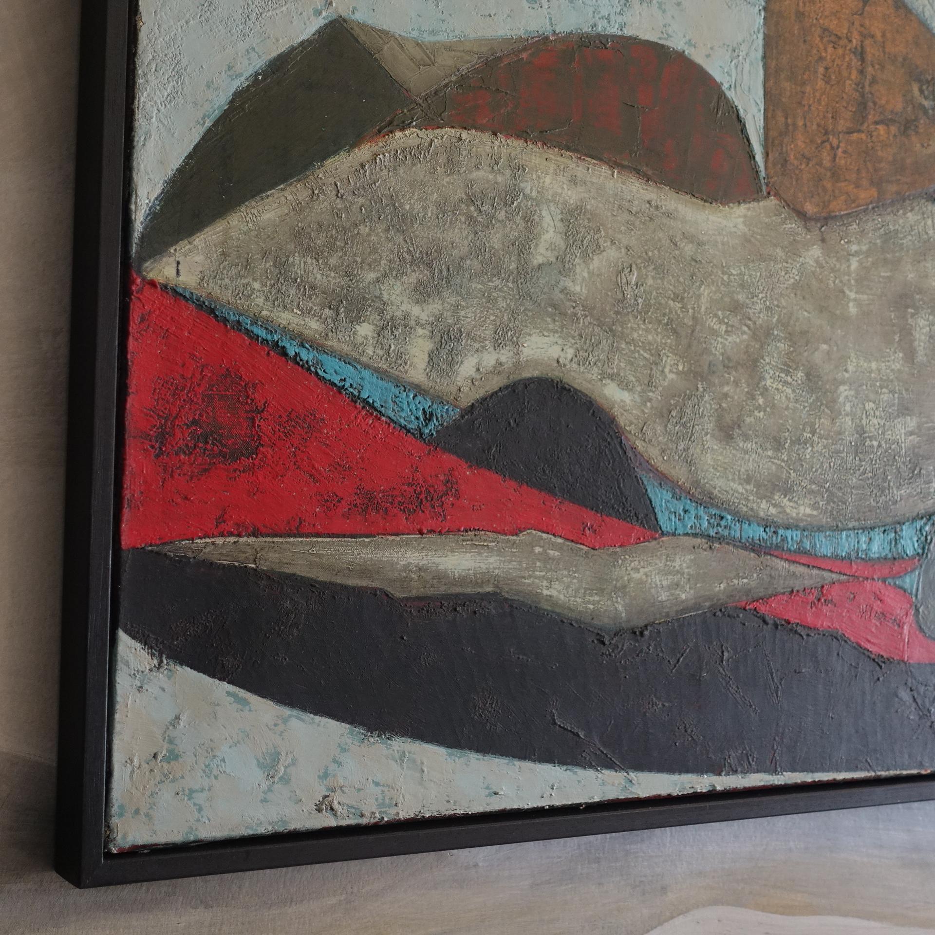 1960's French Abstract Painting Cubist Style For Sale 3