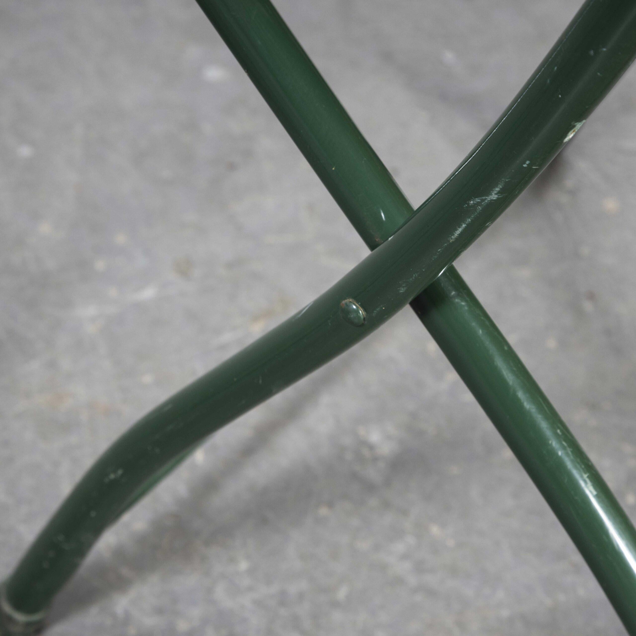 1960's French Army Green Metal Folding Chairs, Pair 1