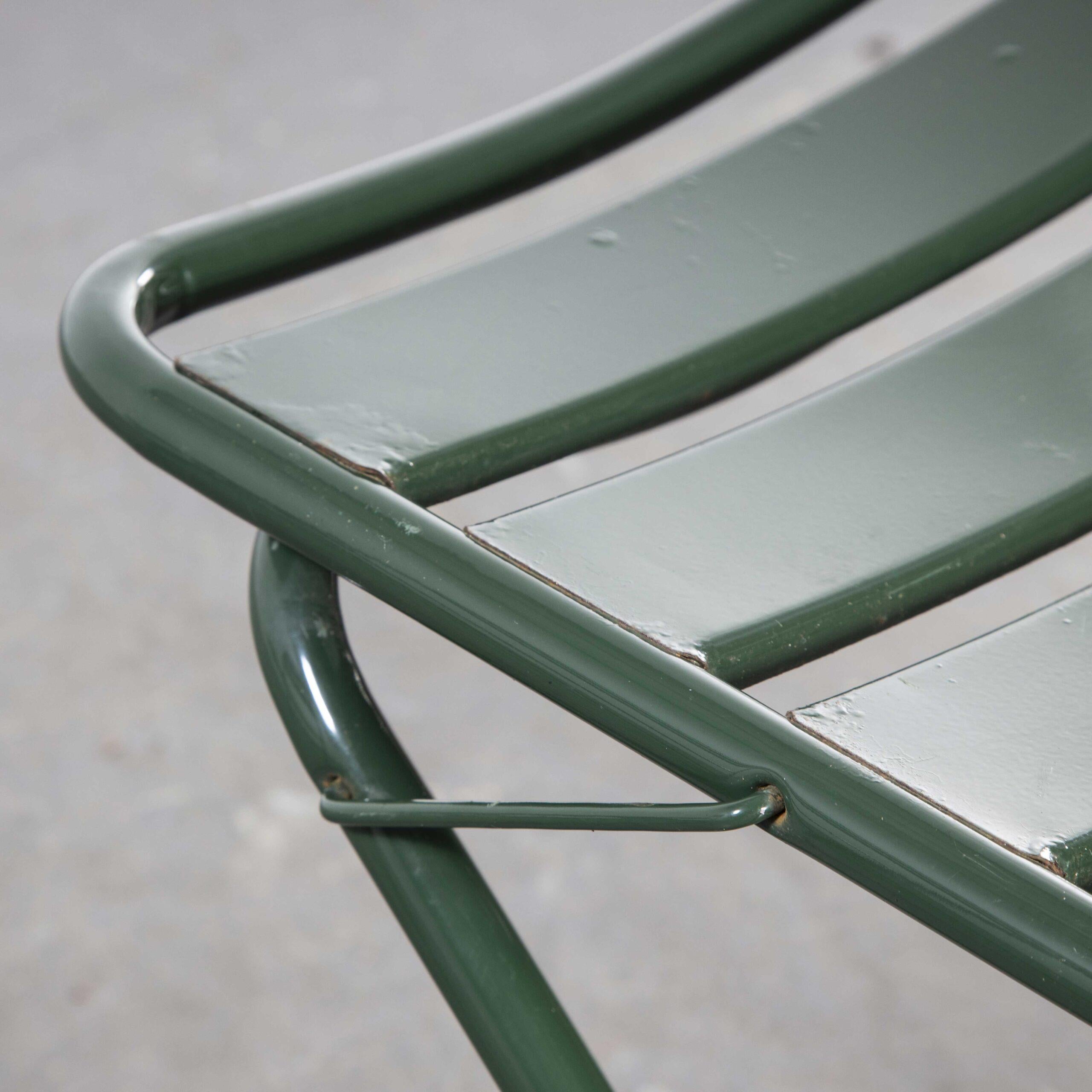 1960's French Army Green Metal Folding Chairs, Pair 2