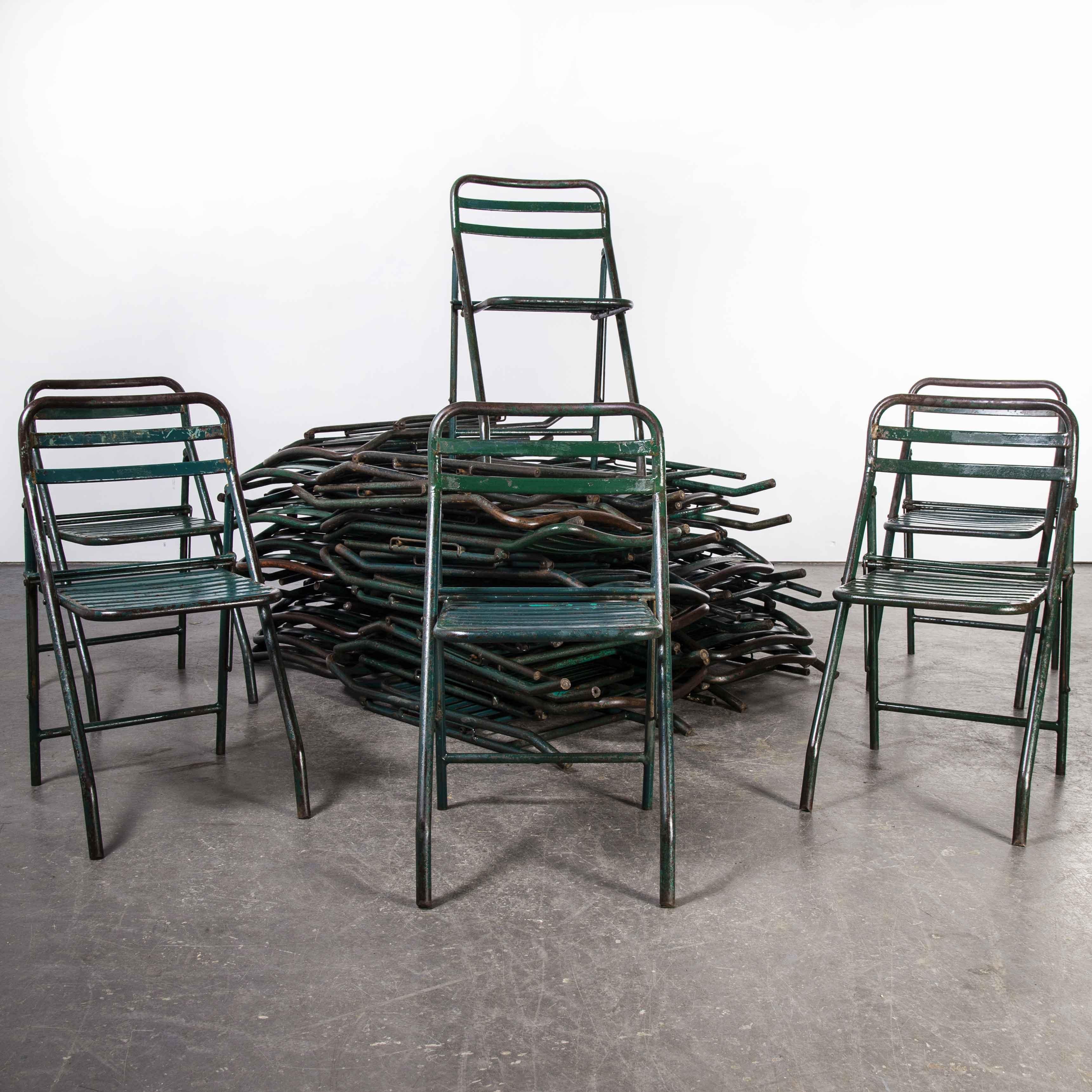 green metal chairs