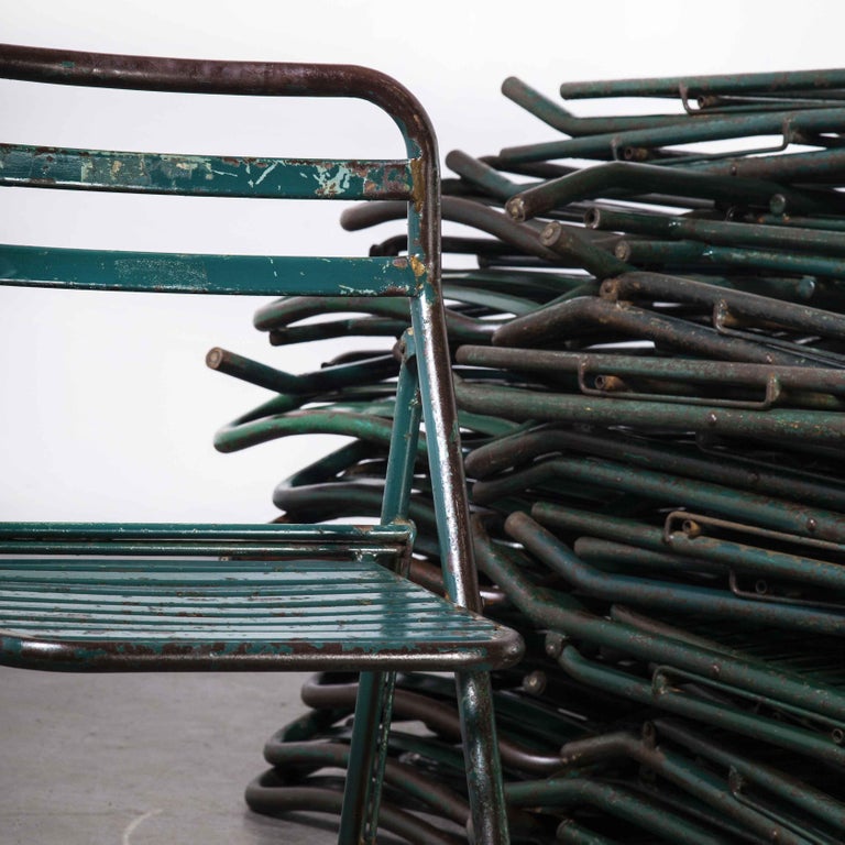 1960's, French Army Green Metal Folding Chairs, Various Quantities