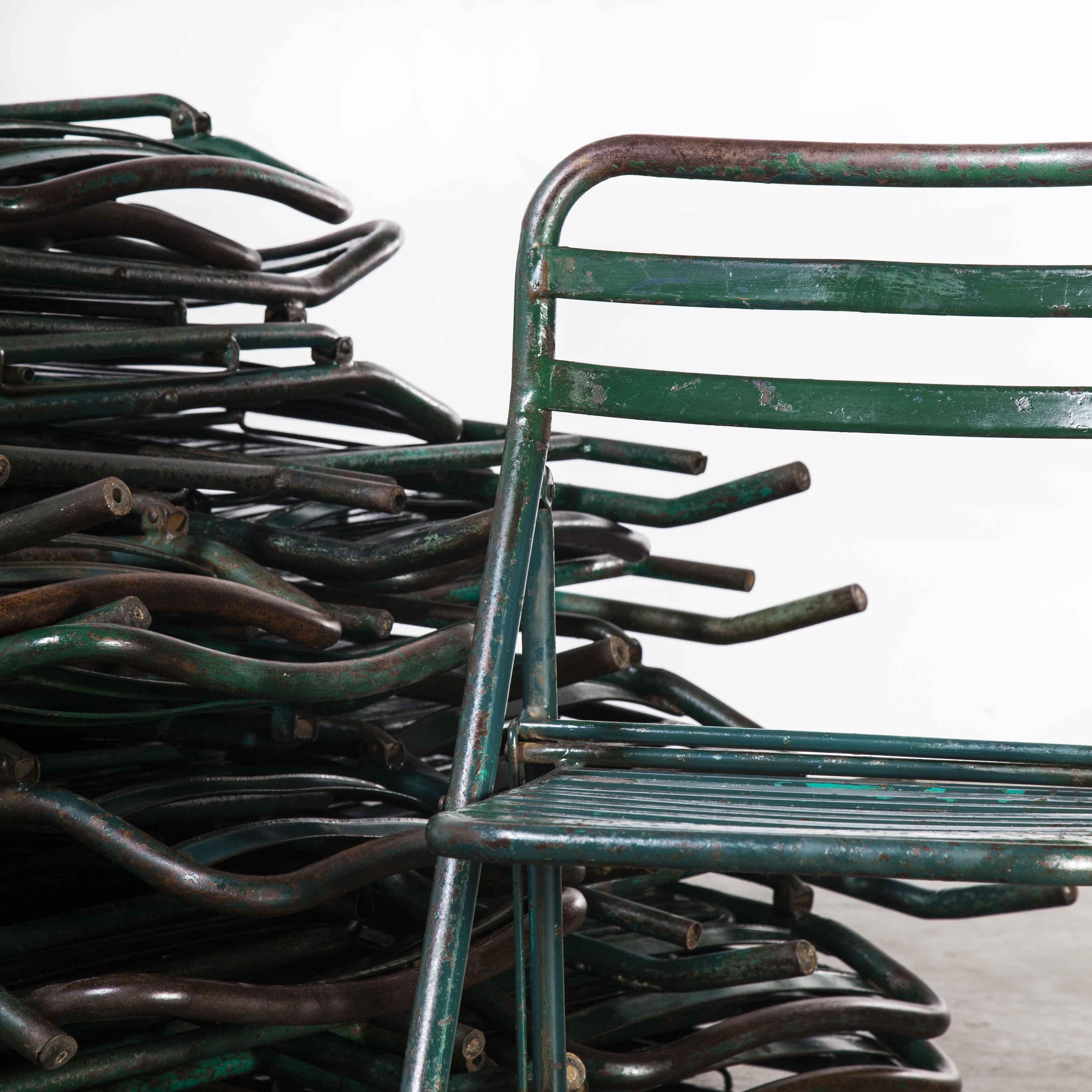 1960's, French Army Green Metal Folding Chairs, Various Quantities Available In Good Condition In Hook, Hampshire