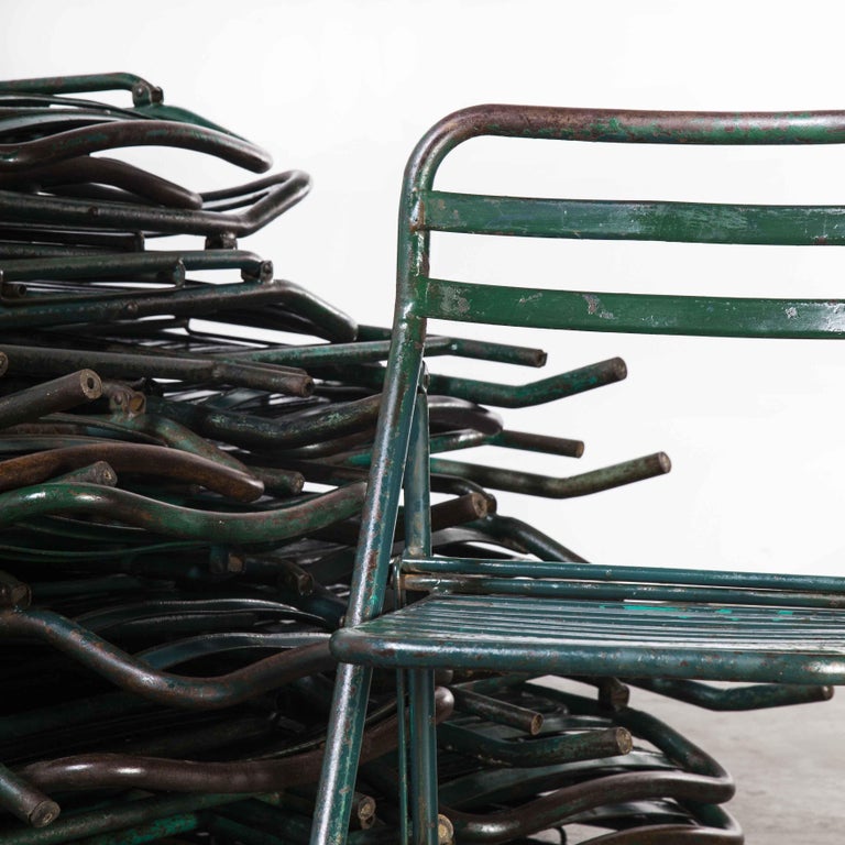 1960's, French Army Green Metal Folding Chairs, Various Quantities