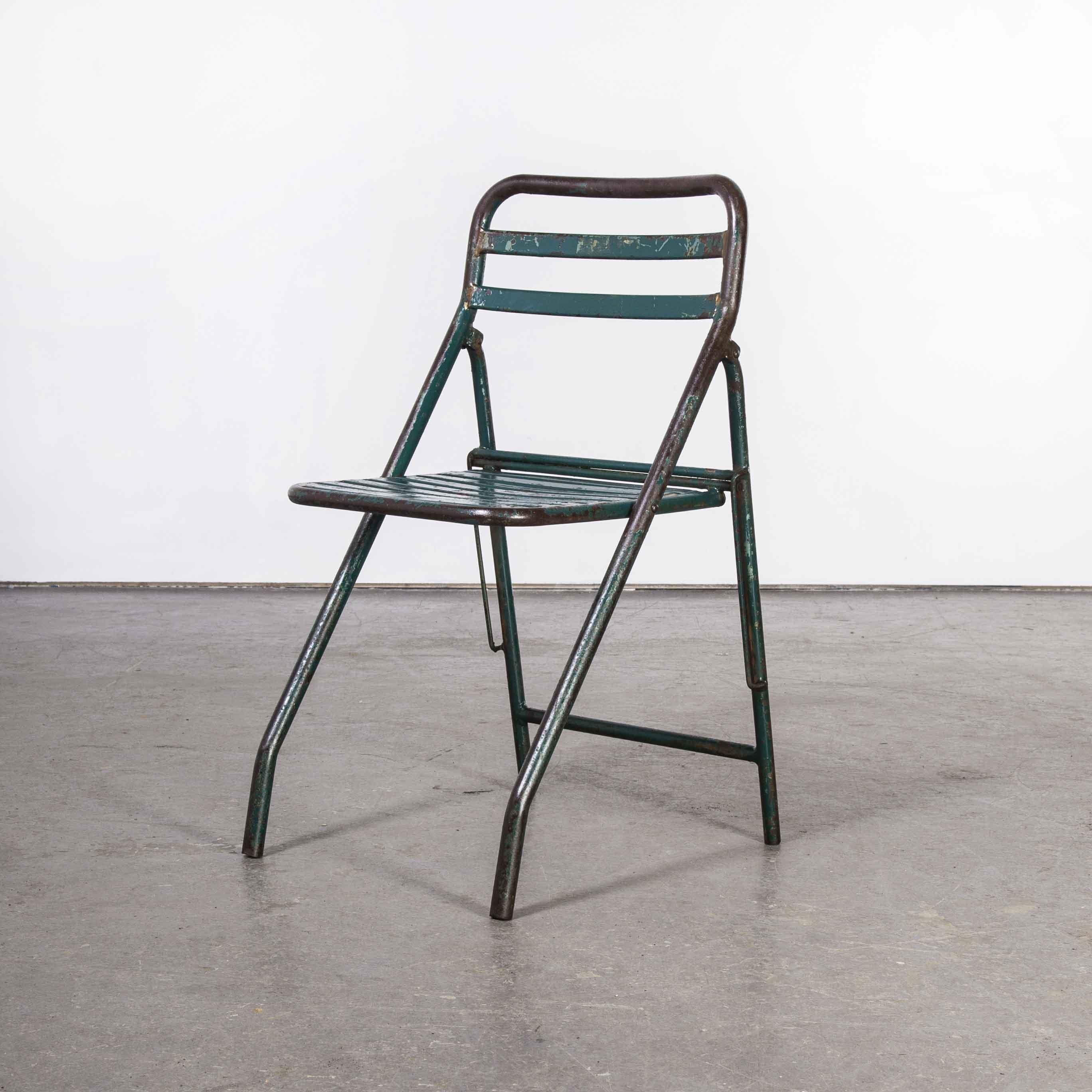Mid-20th Century 1960's, French Army Green Metal Folding Chairs, Various Quantities Available