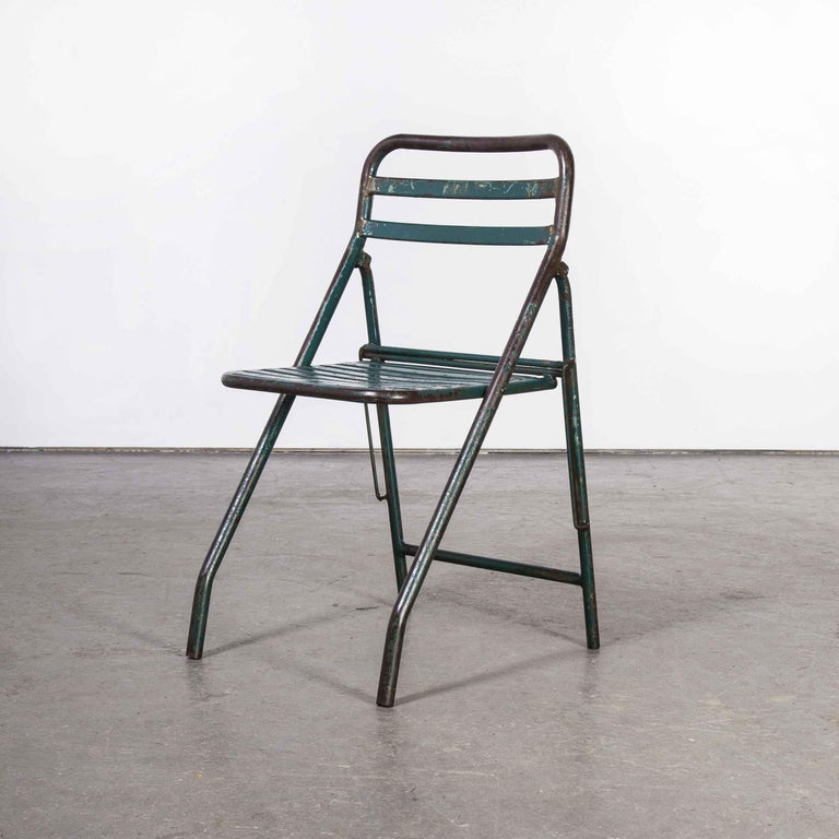 1960's, French Army Green Metal Folding Chairs, Various Quantities