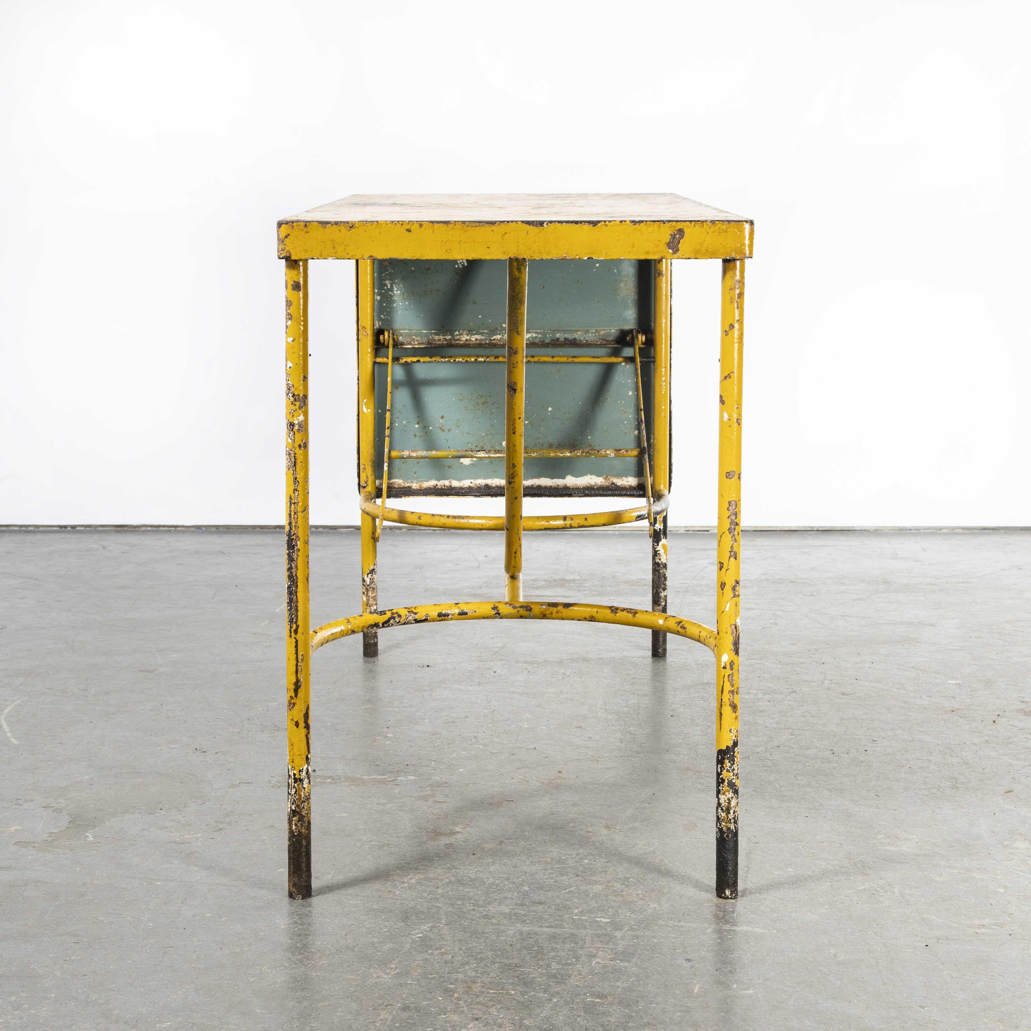 Mid-20th Century 1960's French Army Industrial Field Table, Yellow For Sale